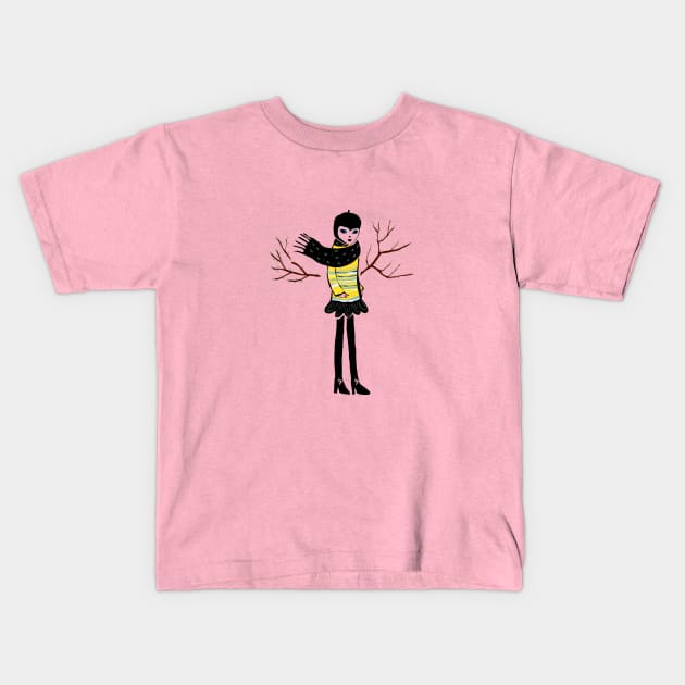 Titmouse girl Kids T-Shirt by zsofiporkolab